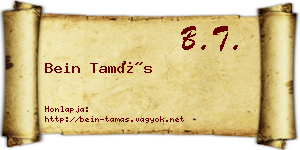 Bein Tamás névjegykártya